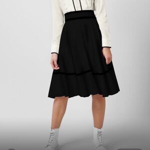 Zaikamoya velvet trim chiffon skirt